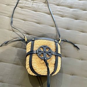Tory Burch Miller Straw Mini Bucket Bag